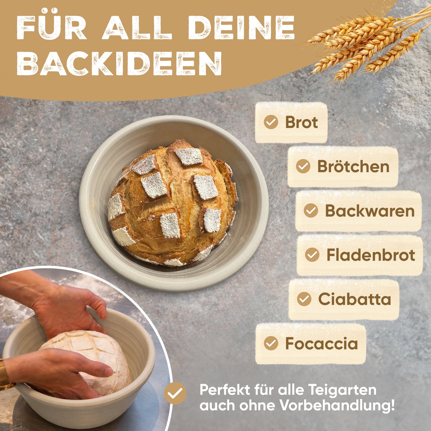TeCoHome Brotbackform [Innen glasiert-Natur Ton] mit Deckel 750 Gramm