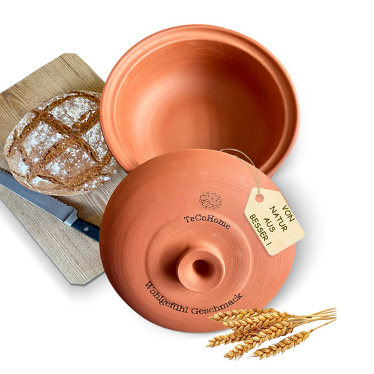 TeCoHome Brotbackform [Natur-Ton] mit Deckel 1.000 Gramm